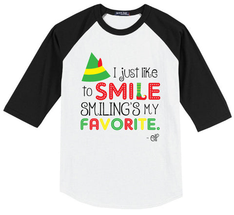 ELF SMILE KIDS BLK RAGLAN