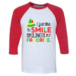 ELF SMILE RED RAGLAN