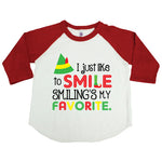 ELF SMILE KIDS RED RAGLAN