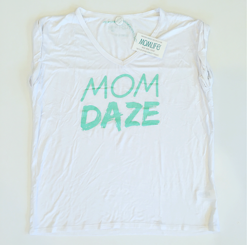 MOM DAZE™ White Capped Sleeve Tee